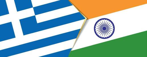 Greece and India flags, two vector flags.