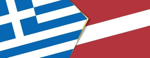 Greece and Latvia flags, two vector flags.