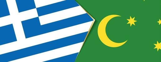 Greece and Cocos Islands flags, two vector flags.