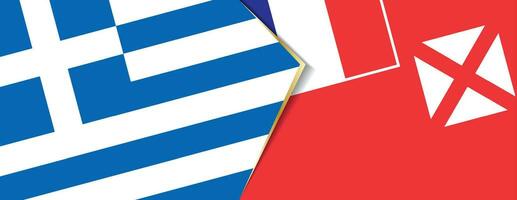 Greece and Wallis and Futuna flags, two vector flags.