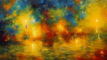 Abstract Impressionism Colorful Artistic Background Painting Imaginative Works photo