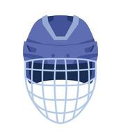 Goalkeeper Hockey Helmet with metal protect visor. Front view. Vector illustration isolated on white background.
