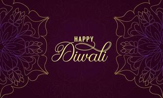 Happy Diwali Festival of lights banner, gold mandala background. vector illustration design