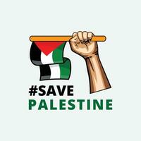 internacional día de solidaridad el palestino personas con mano y bandera vector ilustración