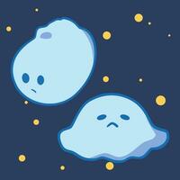 Cute Cartoon Ghost Boo Simple Vector art. Ghost blob character