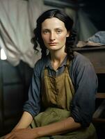 Vintage Portrait of a Young Woman During the Great Depression. Generative AI. photo