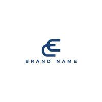 Abstract initial letter EE Energy Modern Logo Design Template in blue color isolated on a white background applied for electrical contracting company logo design inspiration template vector