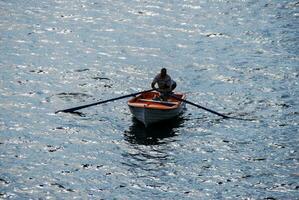 Boat in the ocean photo