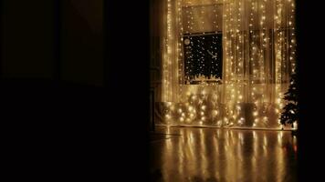 a lighted doorway with a curtain and lights video
