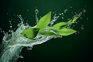 AI Generated Wet plant spring macro fresh environment drop green freshness liquid summer leaf background water dew purity nature rain photo