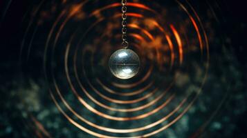 Pendulum used for hypnotism and readings swinging AI Generative photo