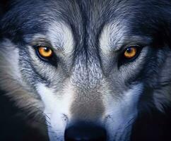 beautiful eyes of a wild wolf. Generative AI photo