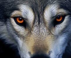 beautiful eyes of a wild wolf. Generative AI photo