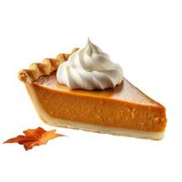 One slice of pumpkin pie on isolated white background AI Generative photo