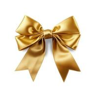 Gold ribbon with bow isolated on white AI Generative photo