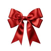 Red ribbon bow isolated on white background AI Generative photo