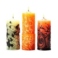 AI Generative Halloween candles on white background. Isolated ominous candles photo