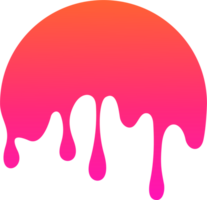 Melted drips shape. Drop flow of neon gradient liquid. Sauce chocolate ink splashes. png