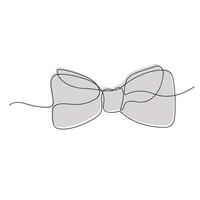 Bow tie drawn in one continuous line in color. One line drawing, minimalism. Vector illustration.