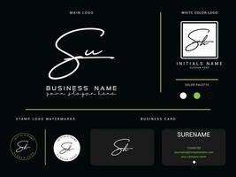 Initial Su Luxury Signature Logo, Minimalist SU Logo Icon And Branding Design vector