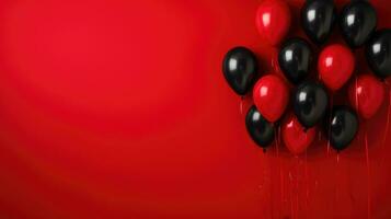 background with black and redballoons on red for black friday AI Generative photo