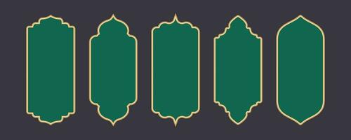 Ramadan frame shapes. Golden border with pattern for banner. Islamic luxury design elements for decoratio Vintage vector templates