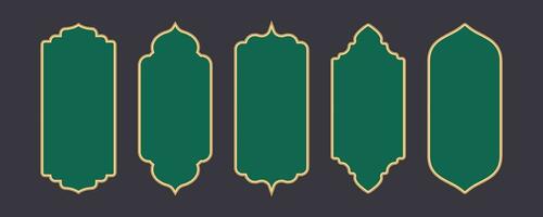 Ramadan frame shapes. Golden border with pattern for banner. Islamic luxury design elements for decoratio Vintage vector templates