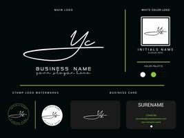 mano dibujar yc firma negocio logo, inicial lujo yc logo icono diseño vector