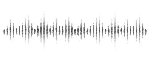 Sound wave pattern. Dotted music frequency. Halftone grunge border. Digital equalizer. Vector illustration isolated on white background