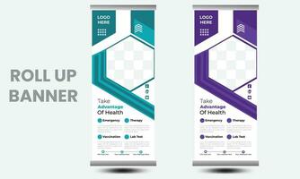 two roll up banner templates with different colors vector