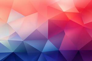 A collection of triangles with a gradient of colors ranging from violet to red forms the abstract background photo