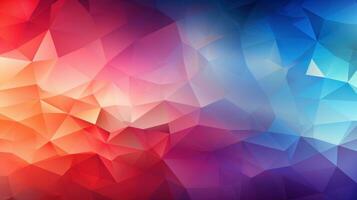 A collection of triangles with a gradient of colors ranging from violet to red forms the abstract background photo