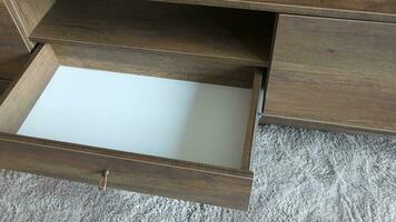 top view of a opened empty drawer video