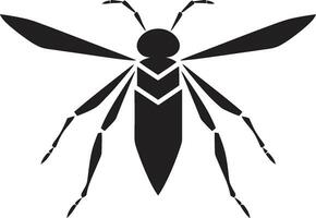 Vectorized Stick Insect Emblem Black and White Bug Symbol vector