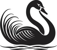 Graceful Bird Badge Line Art Swan Logo vector