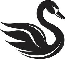 Swan Serenity in Vector Black and White Bird Symbol