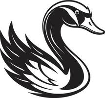 Artistic Swan Illustration Black and White Bird Emblem vector