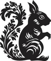 Glossy Black Squirrel Icon Elegant Ebony Squirrel Mark vector