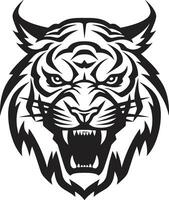 majestuoso Tigre cara logo ensombrecido bestial insignias vector