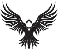 Dark Winged Majesty Symbol Monochrome Vultures Perch Insignia vector