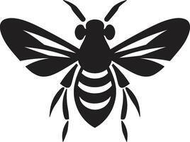 Black Vector Wasp of Authority Monochrome Insect Command Badge