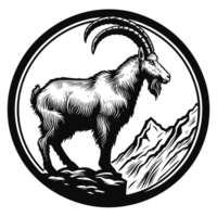 Beautiful Mountain Goat Silhouette - Ai Generative png