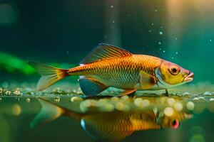 a fish is standing in the water with water droplets. AI-Generated photo