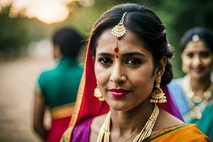 a woman in traditional indian attire. AI-Generated photo