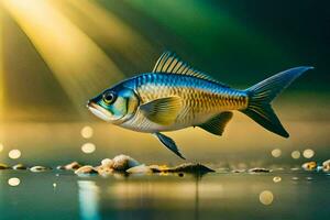 photo wallpaper fish, the sun, the sea, the light, the fish, the fish,. AI-Generated