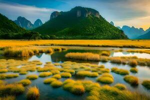 the li river in china. AI-Generated photo