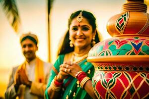 indio Boda en Bombay. generado por ai foto