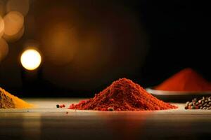 spices on a table. AI-Generated photo