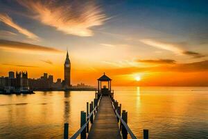 the sun rises over the city of london. AI-Generated photo