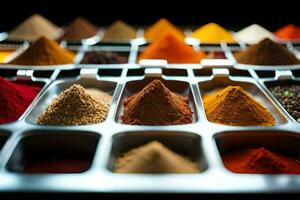 a tray of spices. AI-Generated photo